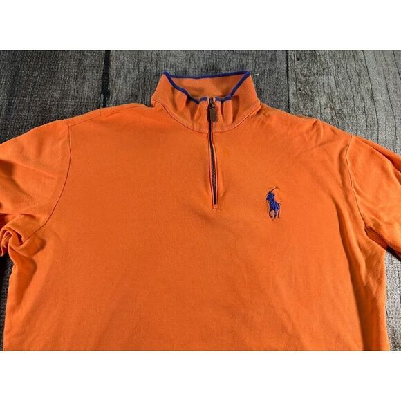 POLO GOLF Ralph Lauren Men's 1/4 Zip long Sleeve Pullover Shirt XL Orange - Picture 2 of 8